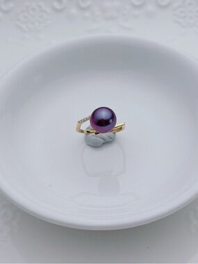 26R321 S925 Stamped High Quality Edison Freshwater Pearl Adjustable Ring 10mm